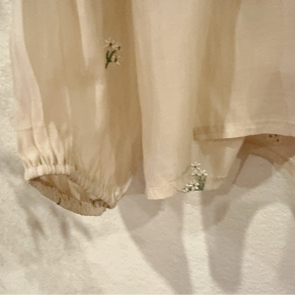 J.ING Sheer Cream Button Down Long Sleeve Embroidery Blouse Shirt Top Size M NWT - Picture 5 of 11